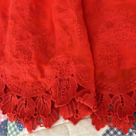Eva Mendes LIKE NEW Pocketed Floral Embroidered Skirt - Red - Sz Medium - Picture 10 of 13
